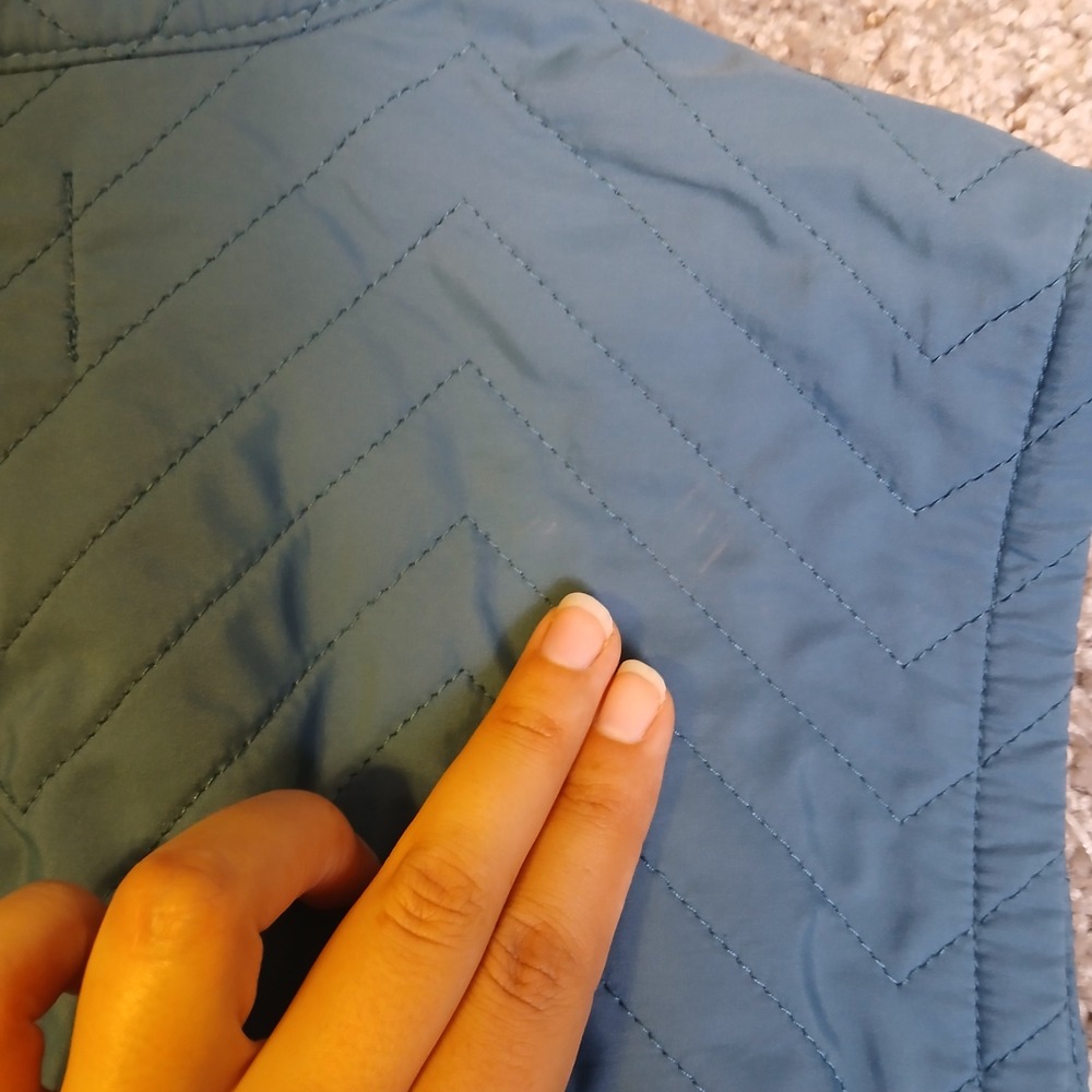Blue Mountain Women Quilted Puffer Vest Teal Blue Chevron Fleece Lined Small - Picture 9 of 10